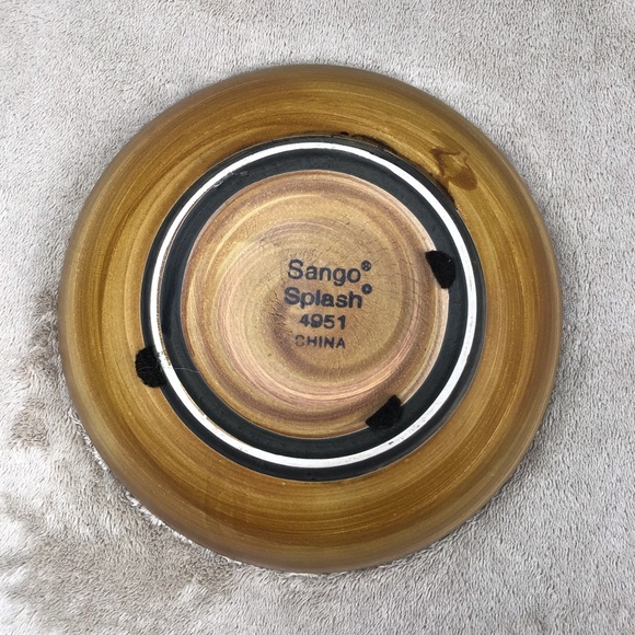 Sango Splash Drip Glaze Brown Pottery Soup Bowl 8" - Picture 3 of 6